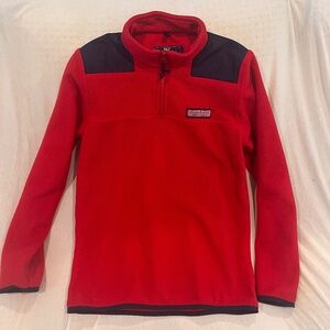 Vineyard Vines Fleece 1/4 Zip Shep Shirt Red with Navy Boys XL (18)